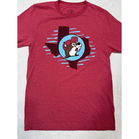 BUC-EES Light Red TEXAS THE FUN STORE Bucky T-Shirt SHIRT Size Medium - Picture 1 of 5
